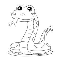 Snake cartoon illustration isolated on white background for children color book