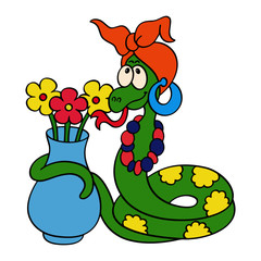 Snake cartoon illustration isolated on white background for children color book