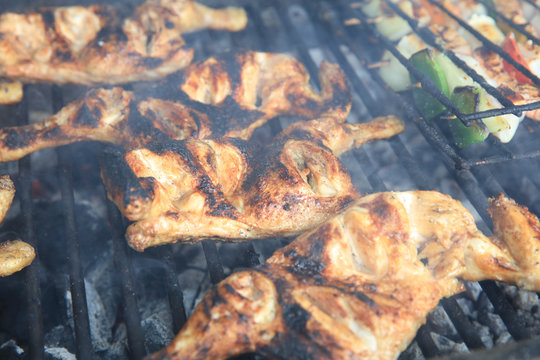 Fresh Chicken Wings on the charcoal Grill. Portugal