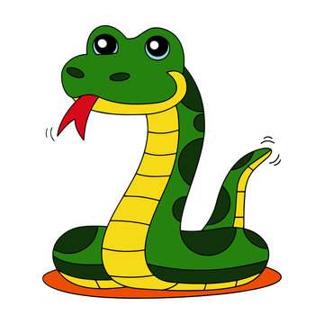 Snake cartoon illustration isolated on white background for children color book