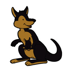 Kangaroo cartoon illustration isolated on white background for children color book