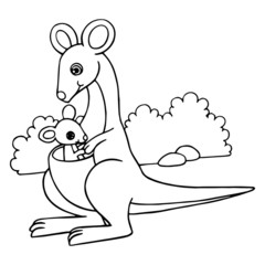 Kangaroo cartoon illustration isolated on white background for children color book