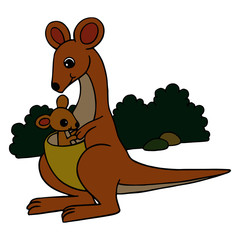 Kangaroo cartoon illustration isolated on white background for children color book