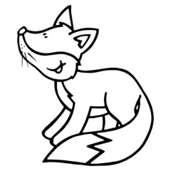 Fox cartoon illustration isolated on white background for children color book