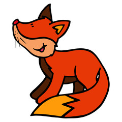 Fox cartoon illustration isolated on white background for children color book