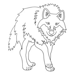 Wolf cartoon illustration isolated on white background for children color book