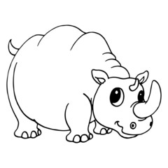 Rhino cartoon illustration isolated on white background for children color book