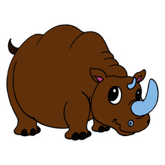Rhino cartoon illustration isolated on white background for children color book