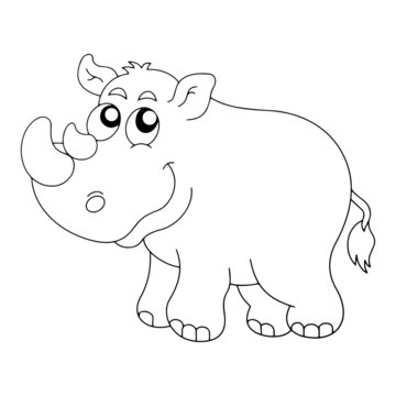 Rhino cartoon illustration isolated on white background for children color book