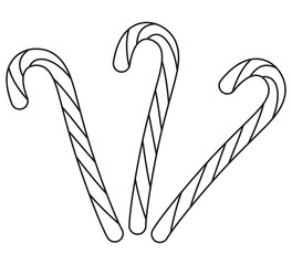 Line art black and white candy cane set