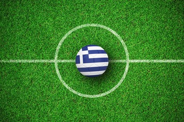 Composite image of football in greece colours