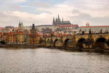 Fototapeta na wymiar Paisagem de Praga com o rio.