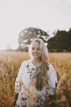 Happy girl in the fields