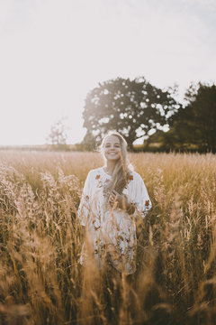 Happy girl in the fields