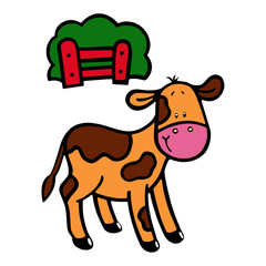 Cow cartoon illustration isolated on white background for children color book