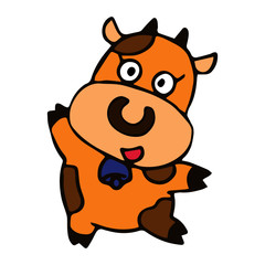 Cow cartoon illustration isolated on white background for children color book