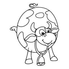 Fototapeta premium Cow cartoon illustration isolated on white background for children color book