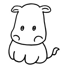 Hippo cartoon illustration isolated on white background for children color book