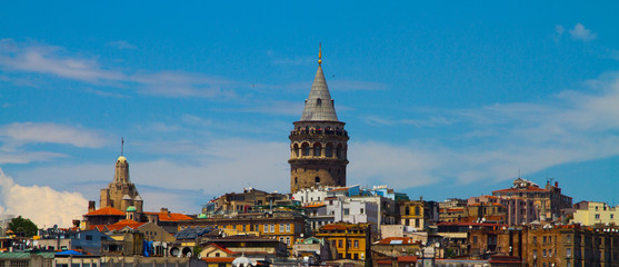 galata tower view from the steamboat in the Bosphorus İstanbul,Turkey