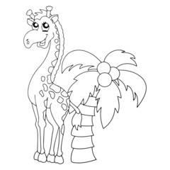 Giraffe cartoon illustration isolated on white background for children color book
