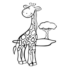 Giraffe cartoon illustration isolated on white background for children color book