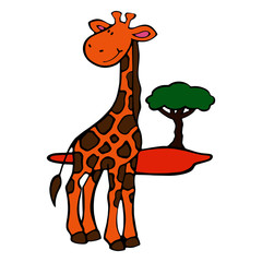 Giraffe cartoon illustration isolated on white background for children color book