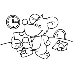 Mouse cartoon illustration isolated on white background for children color book