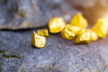 Gold on the stone floor Discovering Success and Investing Concepts with Business Partners.