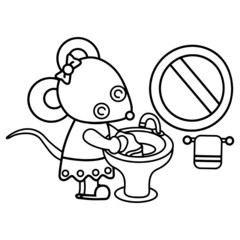 Mouse cartoon illustration isolated on white background for children color book