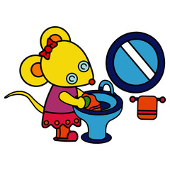 Mouse cartoon illustration isolated on white background for children color book