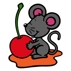 Mouse cartoon illustration isolated on white background for children color book