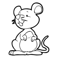 Mouse cartoon illustration isolated on white background for children color book