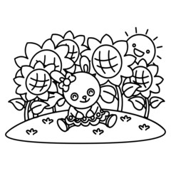 Rabbit cartoon illustration isolated on white background for children color book