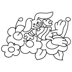 Rabbit cartoon illustration isolated on white background for children color book