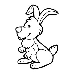 Rabbit cartoon illustration isolated on white background for children color book