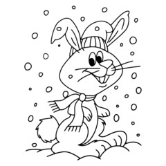 Rabbit cartoon illustration isolated on white background for children color book