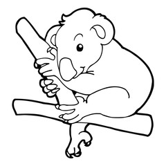 Koala cartoon illustration isolated on white background for children color book