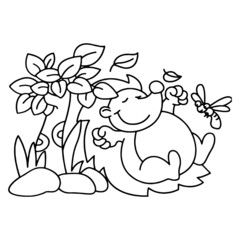 Hedgehog cartoon illustration isolated on white background for children color book