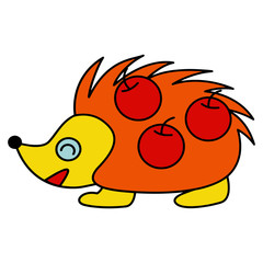 Hedgehog cartoon illustration isolated on white background for children color book