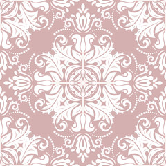 Classic seamless vector pattern. Damask orient ornament. Classic vintage purple and white background. Orient ornament for fabric, wallpaper and packaging