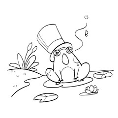 Frog cartoon illustration isolated on white background for children color book