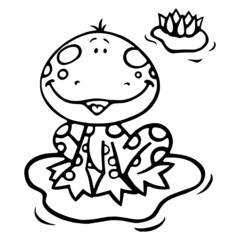 Frog cartoon illustration isolated on white background for children color book