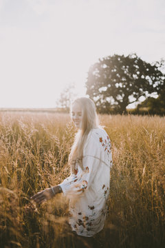 Happy girl in the fields