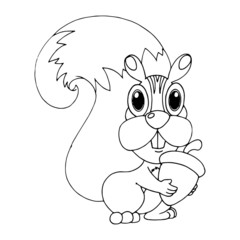 Squirrel cartoon illustration isolated on white background for children color book