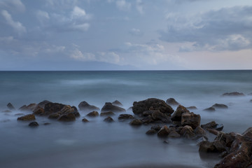 Fototapeta na wymiar Sea Landscape ,Sea Stones ,Long Exposure