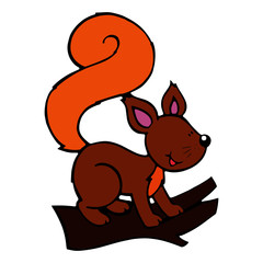 Squirrel cartoon illustration isolated on white background for children color book
