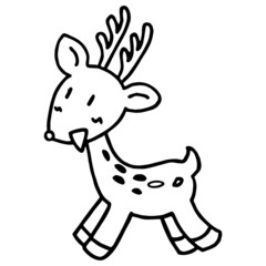 Deer cartoon illustration isolated on white background for children color book