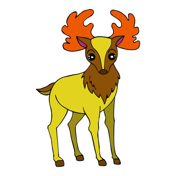 Moose cartoon illustration isolated on white background for children color book