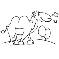 Camel cartoon illustration isolated on white background for children color book