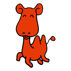 Camel cartoon illustration isolated on white background for children color book